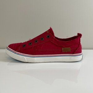 Blowfish Malibu Jester Red No Lace Casual Canvas Sneakers, Womens Size 10